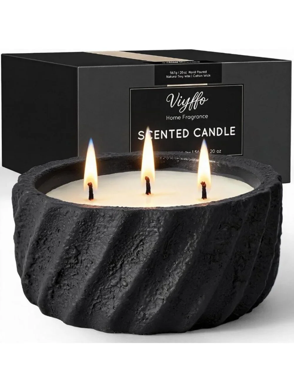 Large 20oz Eucalyptus & Rosemary Scented Candle - 3 Wick Non-Toxic Soy, Matte